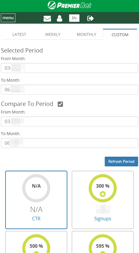 The affiliate management interface